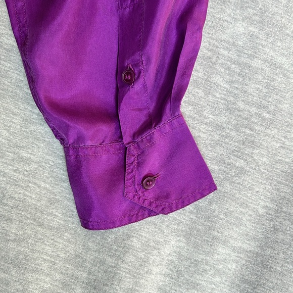 MONTAGE Silk Extra Long Oversized 2 Pocket Button Up Shirt - Picture 11 of 16